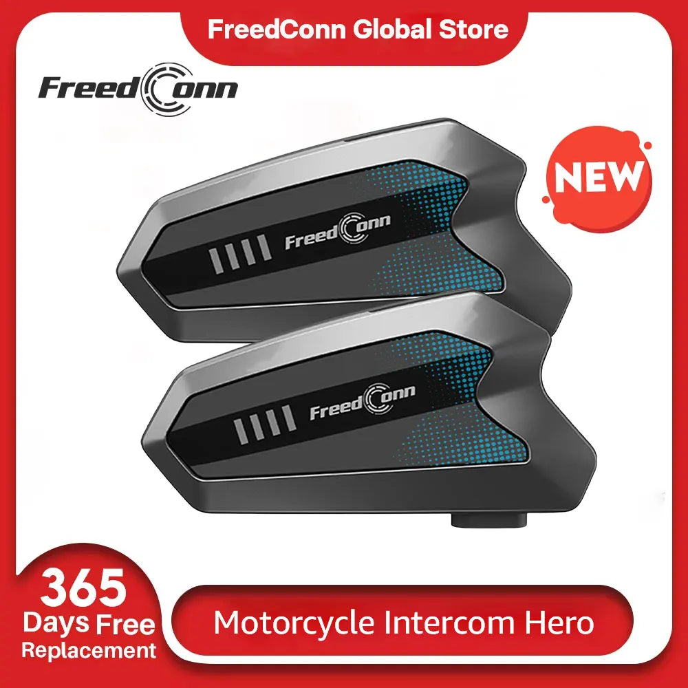 FREEDCONN HERO Motorcycle Bluetooth Intercom – 6-Rider 1500m