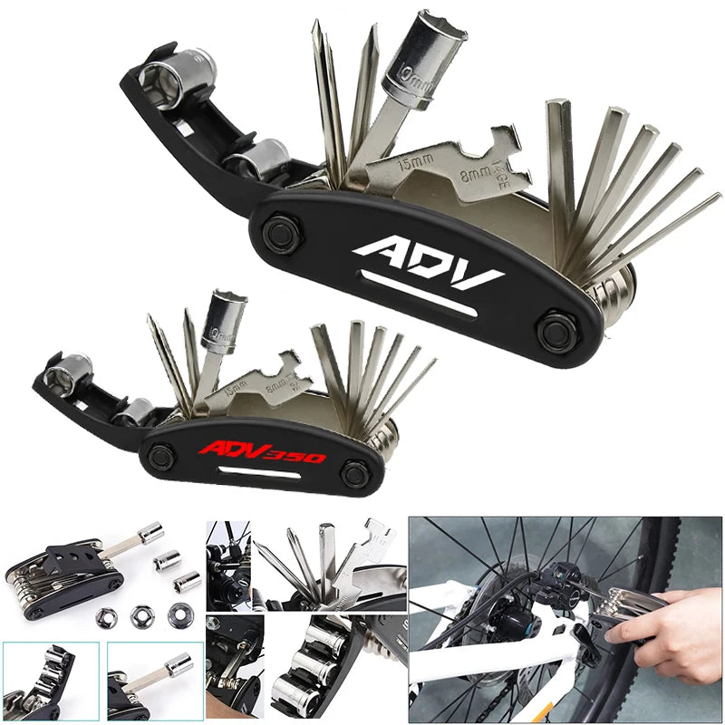 Honda ADV150 / ADV160 / ADV350 16-in-1 Multi-Tool – Allen + Socket + Hex + Screwdriver + Spoke – ADV Logo – 8 Variants – $20