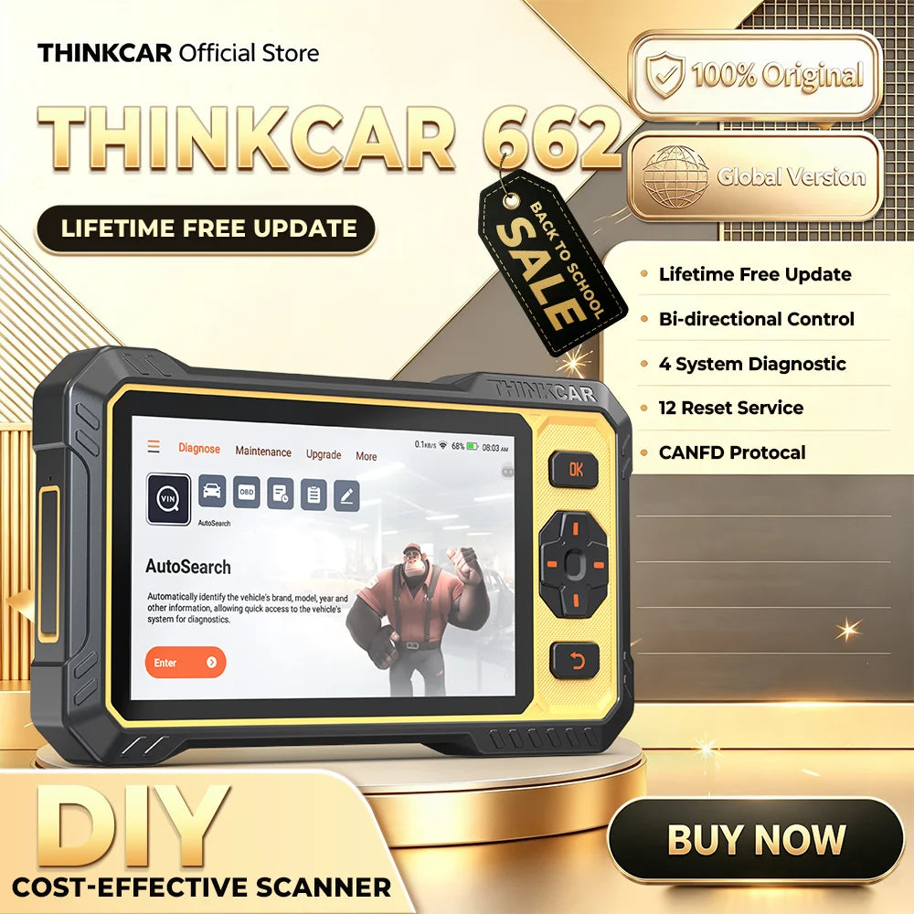 THINKCAR ThinkScan 662 Bi-Directional OBD2 Scanner – 12 Resets + CAN FD + FCA SGW – 153+ Brands – Lifetime Free Update – $300