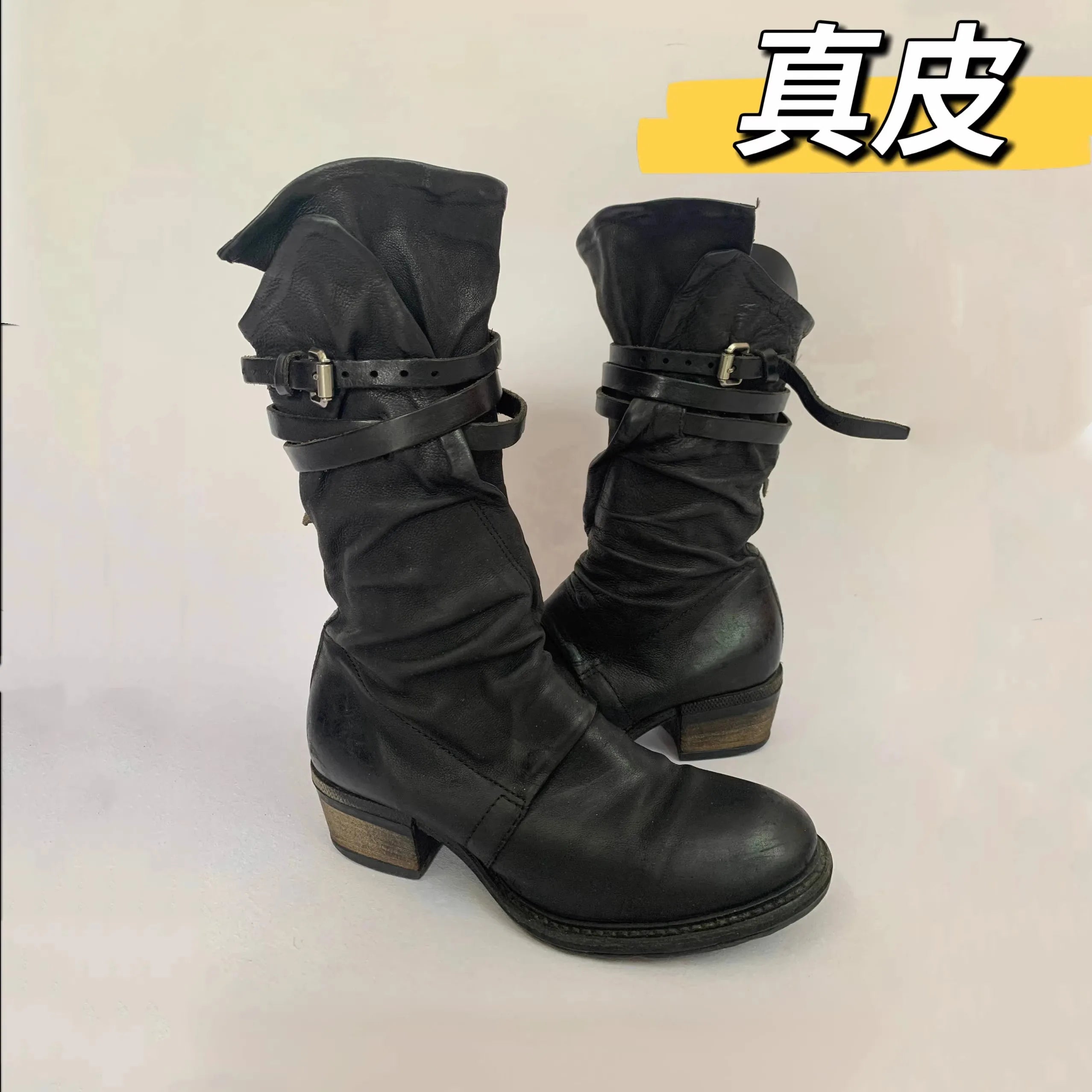 Riding Boots – Retro Motorcycle Boots for Men & Women, Side Zipper & Buckle Strap