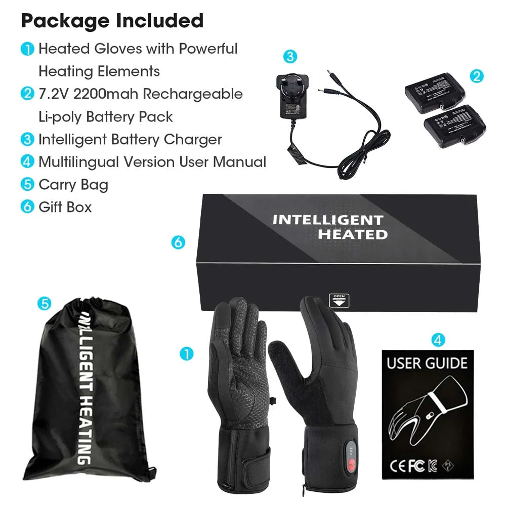 Rechargeable Electric Heated Glove Liners for Men Women Battery Heating Ski Snowboarding Hiking Cycling Thin Gloves Hand Warmer