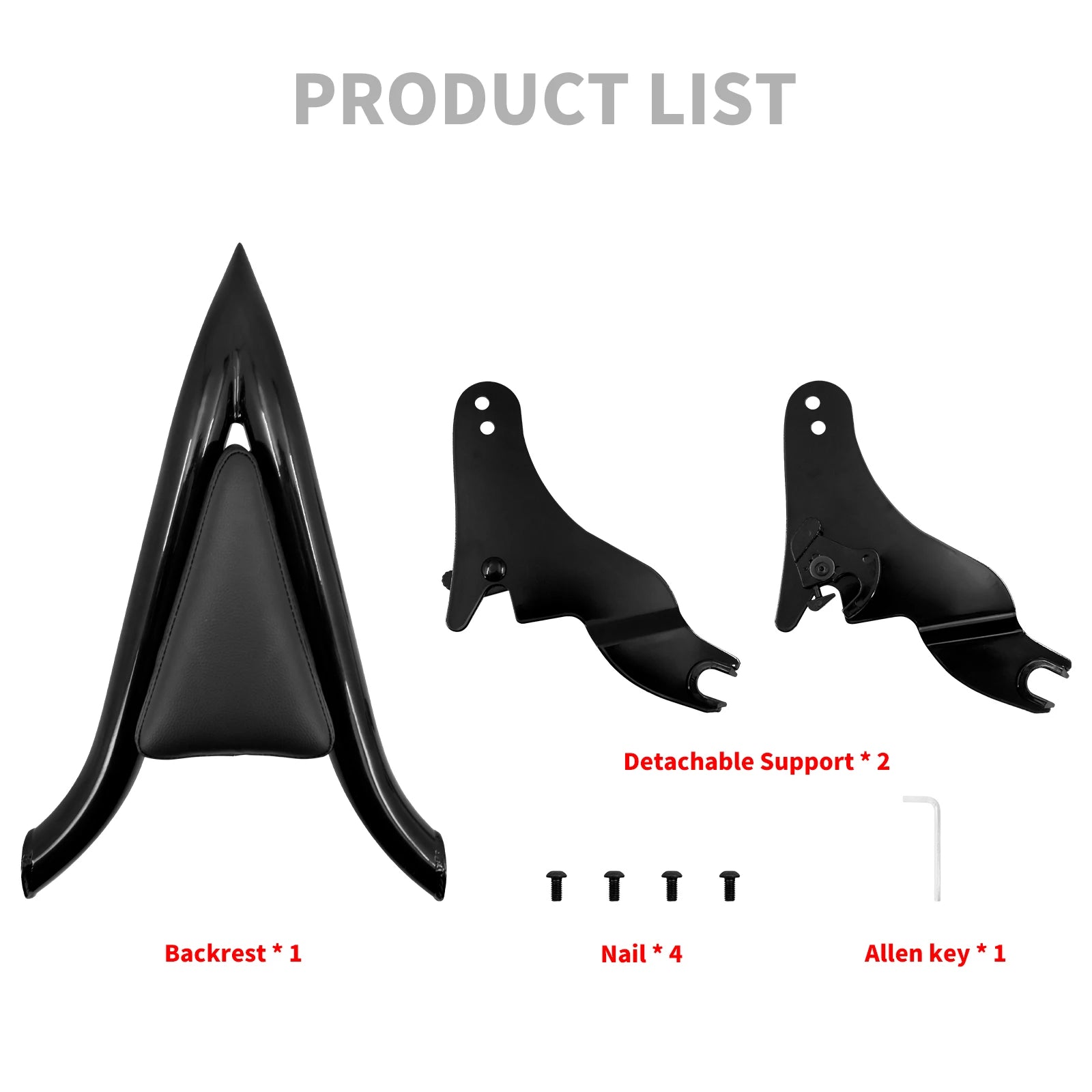 Motorcycle 16'' Detachable Rear Passenger Backrests Sissy Bar Pad For Harley Touring CVO Road King Electra Street Glide 09-2025