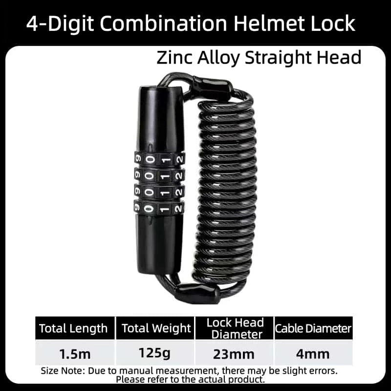 Helmet anti-theft combination lock for bicycles bicycle lock motorcycles and mountain bikes - steel cable combination lock