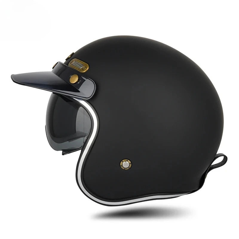 Open Face Helmets – DOT Approved Retro Motorcycle Helmet, Carbon Fiber Style with Visor for Men