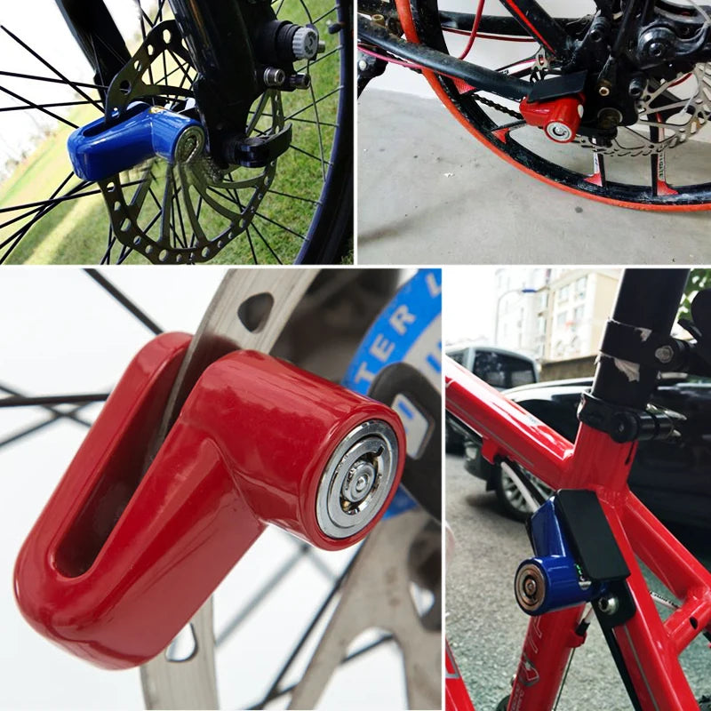 Motorcycle Lock Security Anti-Theft Bicycle Motorcycle Disc Brake Lock Riding Equipment Accessories – 5mm Lock Rod – Metal ABS – 0.115kg – With or Without Rope – Blue Black Red