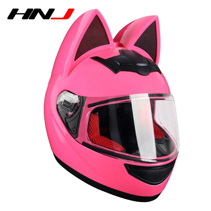 Cute Cat Full Face Ear Helmet for Street and Motocross Riding
