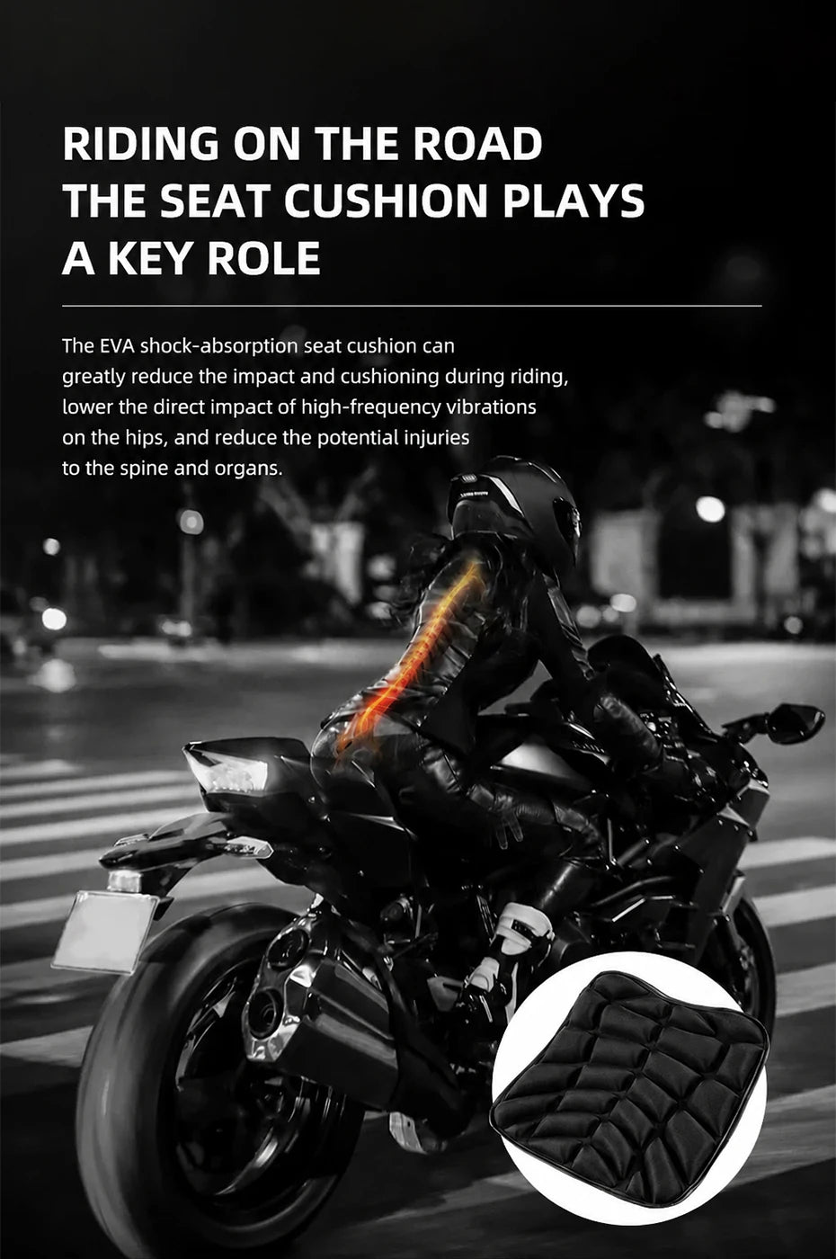 SEAMETAL Universal Motorcycle Gel Seat Cover 3D Breathable Comfort Cushion Shock Absorber Pad Anti-Slip Bike Saddle Protector