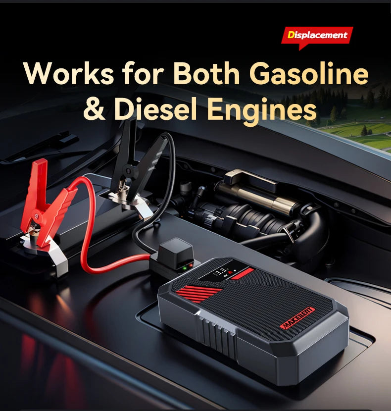 Maxcellent S1000 3000A Jump Starter – 12V Portable Car Battery Booster with Fast Charging & LED Light