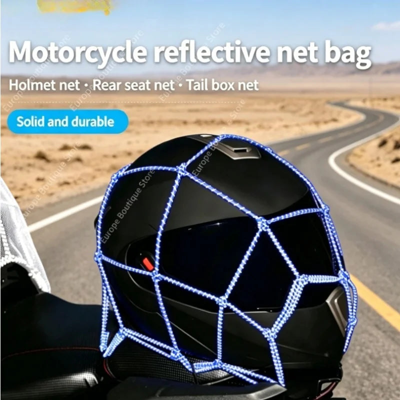 Cargo Net – Reflective Motorcycle Helmet & Luggage Bungee Net