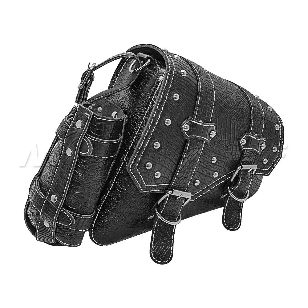 mofastwolf Sportster Iron 883 XL883 1200 Saddlebag Waterproof Storage Bag Motorcycle Swingarm Bag Side Tool Bag PU Leather Hard-Shell Detachable Water Bottle Bag – A-Side / B-Side (1PC)
