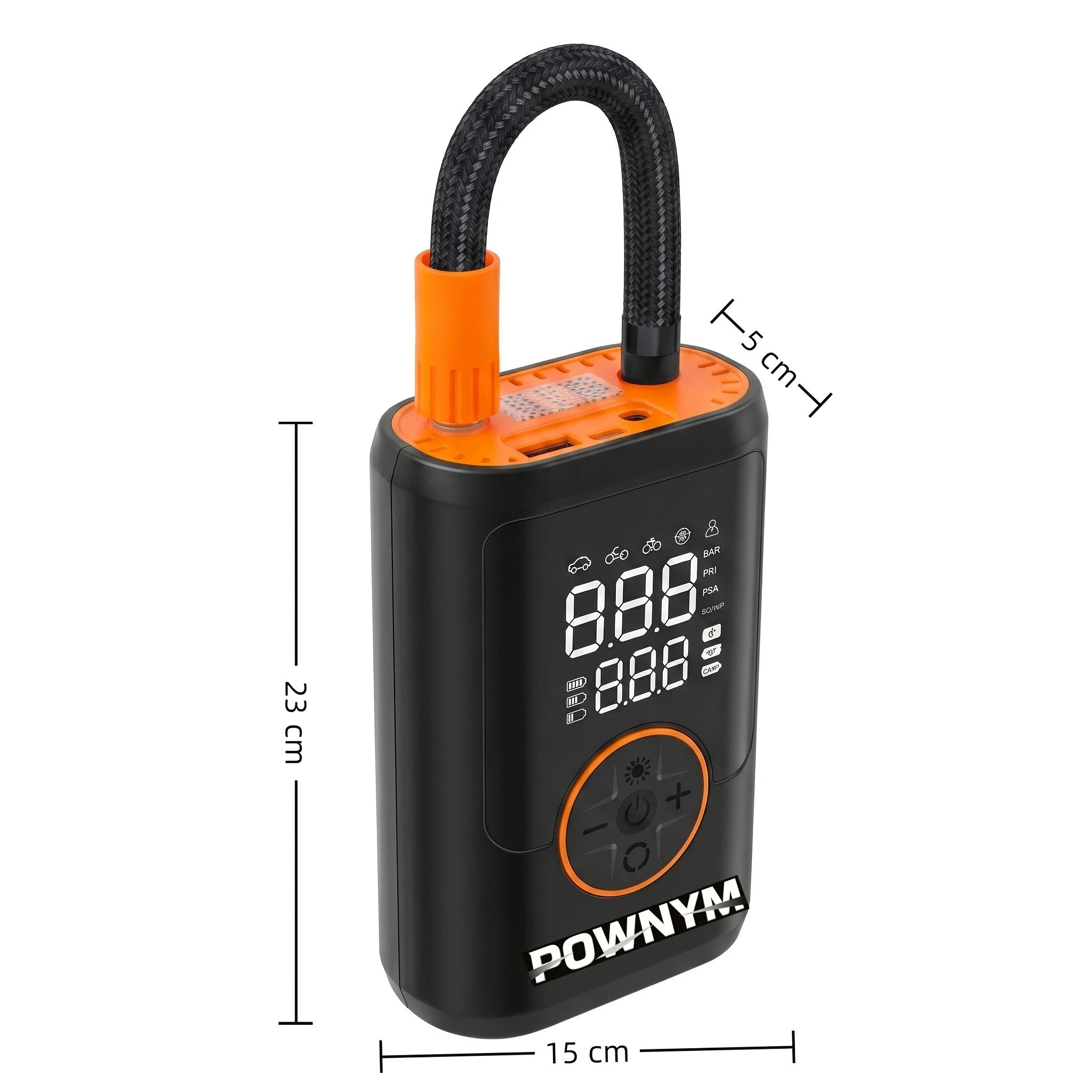 POWNYM 2-in-1 Wireless Tire Inflator & Jump Starter – Portable Air Compressors with Digital Pressure Gauge & LED Light