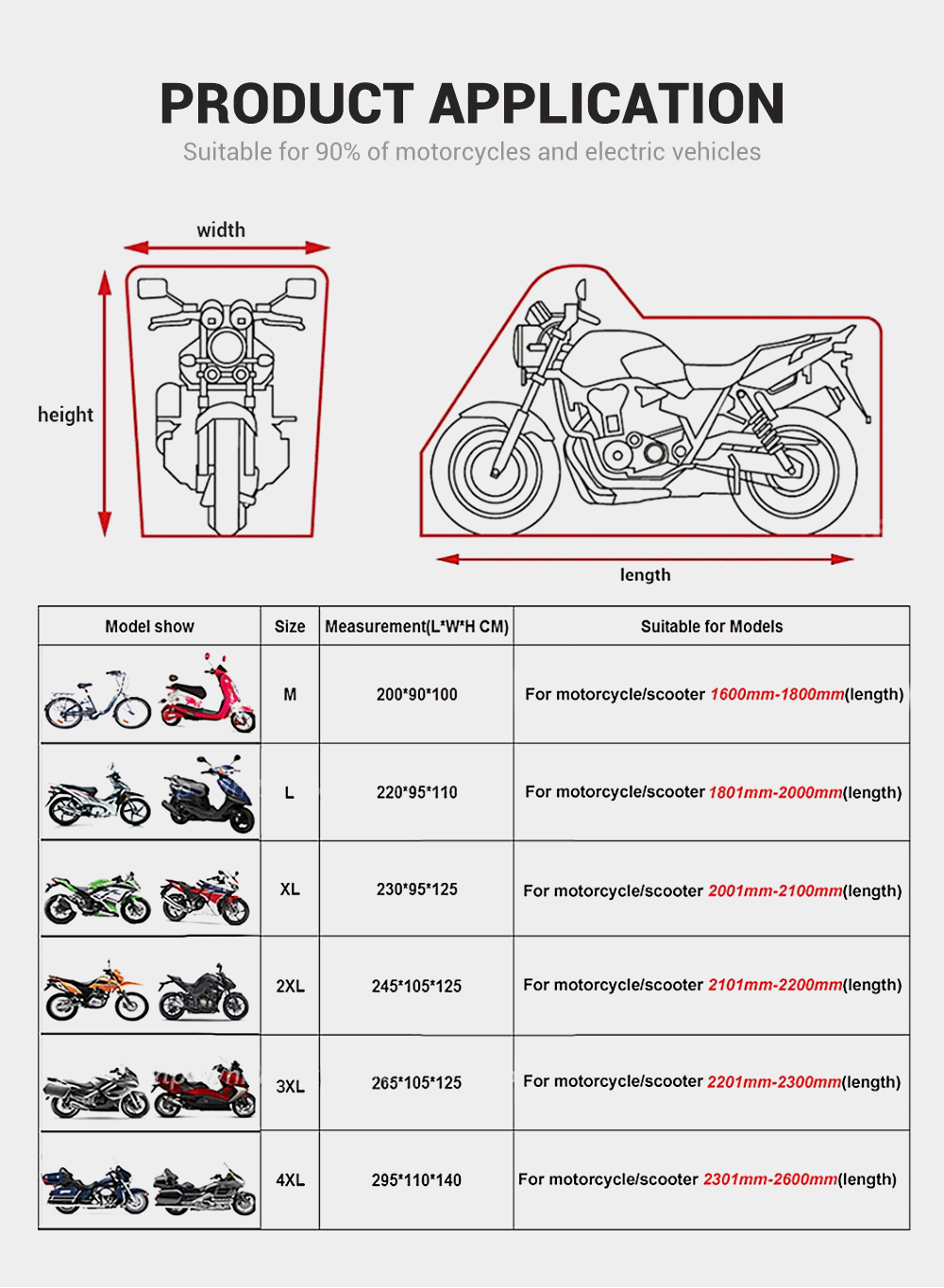 Thick Oxford Motorcycle Waterproof Cover Universal Outdoor Protection Dust Motorbike Rain Cover Sunshade Dustproof UV Protective – Reflective Aluminum Foil Nano Lining Cotton Velvet Black XL-4XL