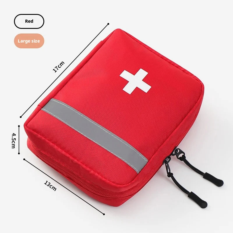 Reflective Portable First Aid Kit for Outdoor Hiking Camping - Emergency Medicine Organizer with Car Storage Strips