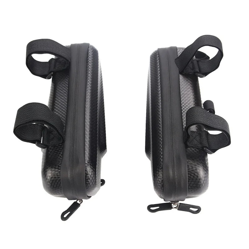 Large Capacity Motorcycle Side Bag Universal No Logo Saddlebag Waterproof Multifunctional Storage Pouch EVA Hard Shell Triangle Bag – Black (Left-B / Right-A / One Pair-AB)