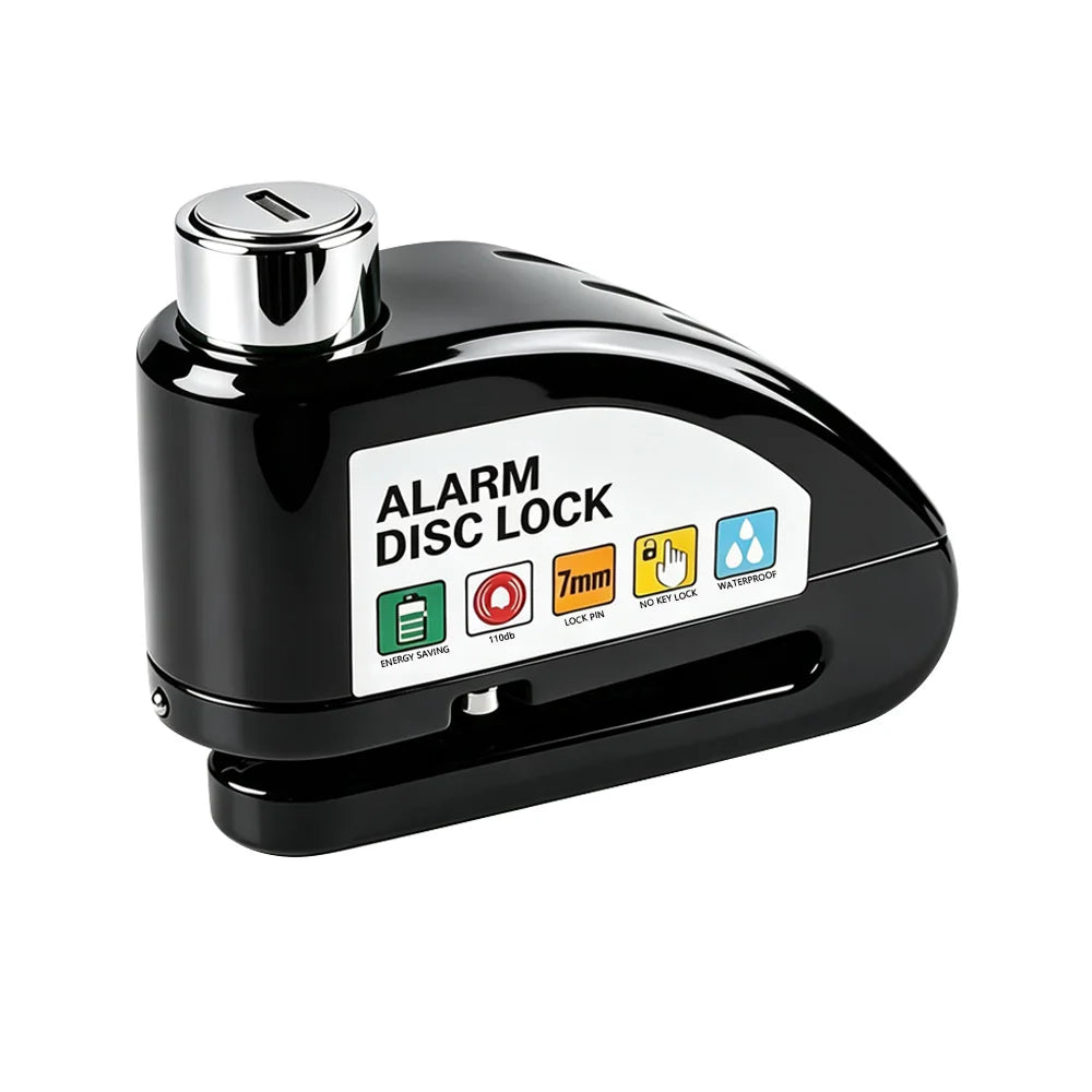 Motorcycle Bicycle Alarm Disc Lock Aluminum Alloy Anti-Theft Safety Padlock Vibration Reminder Security Protection Accessories – 110dB 7mm Hardened Steel 2 Keys Allen Wrench 7 Colors