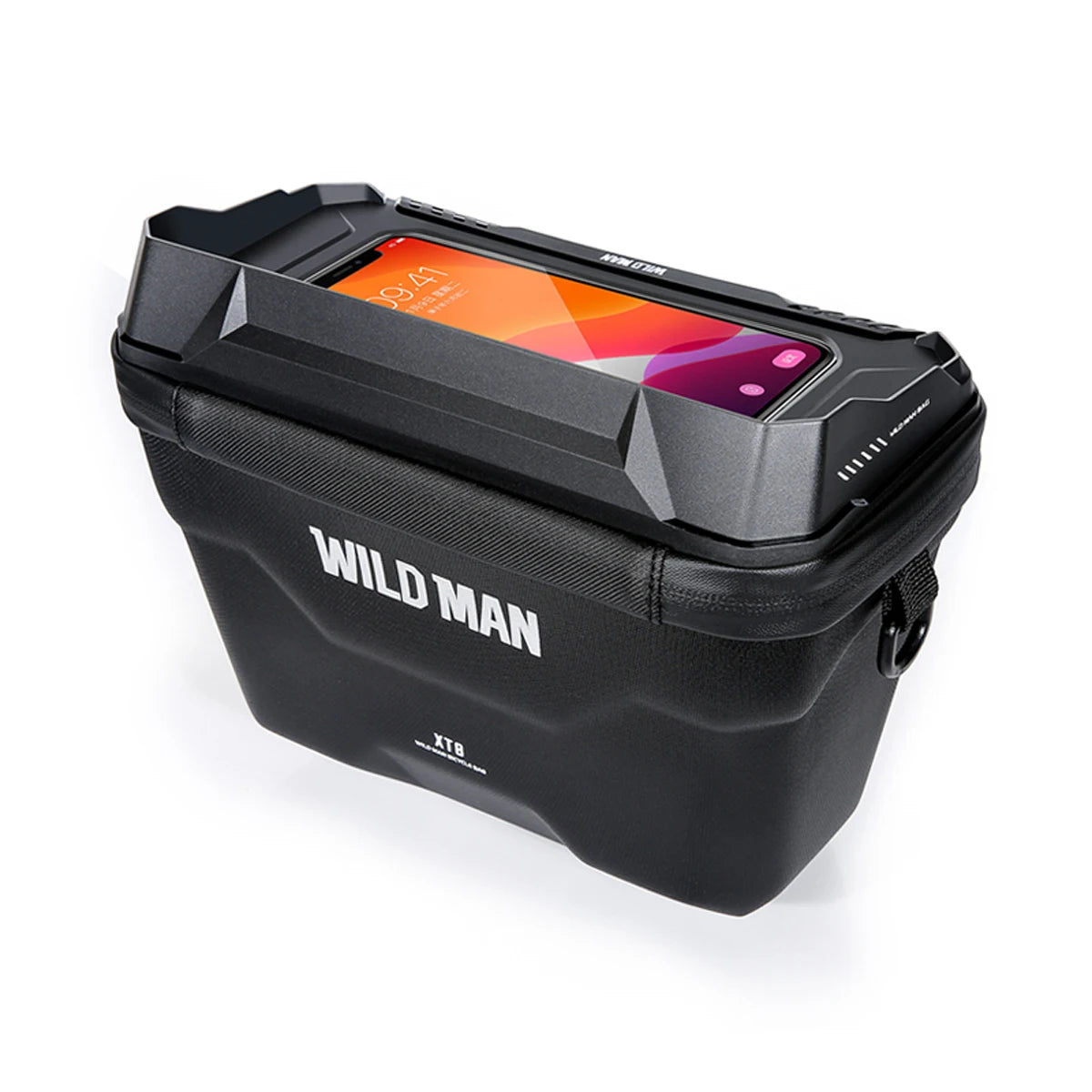 WILD MAN Waterproof Bike Phone Pouch – Touchscreen EVA Hard Shell Handlebar Bag for Bicycles & Electric Scooters