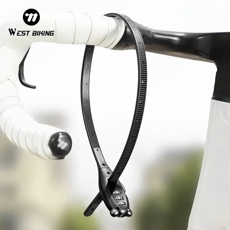 WEST BIKING Anti-theft Bike Tie Lock Portable Security 3 Digit Bike Helmet Lock Motorcycle Scooter  Zinc Alloy Bicycle Tie Lock