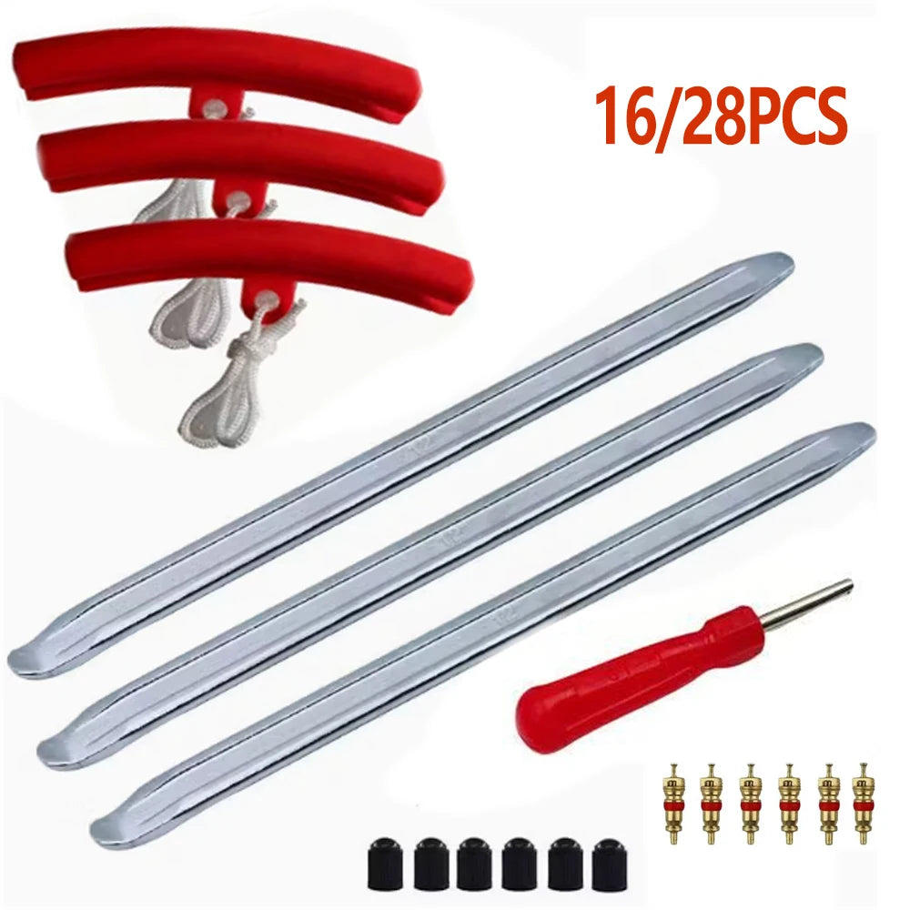 16pc or 28pc Motorcycle Tire Lever Iron Spoon Kit with Rim Guard – Steel Heat-Treated – Motorcycle Car – $25