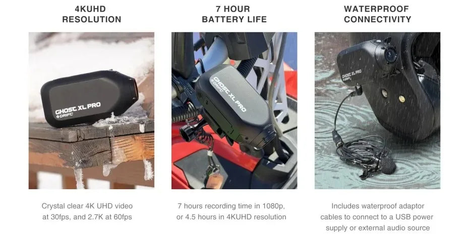 Drift XL PRO 4K WiFi IPX7 Waterproof Motorcycle Camera Helmet Cam 140° Wide Angle Live Stream Vlog Action Motorcycle Dash Cam DVR for Motorcycle Bicycle Bike Outdoor