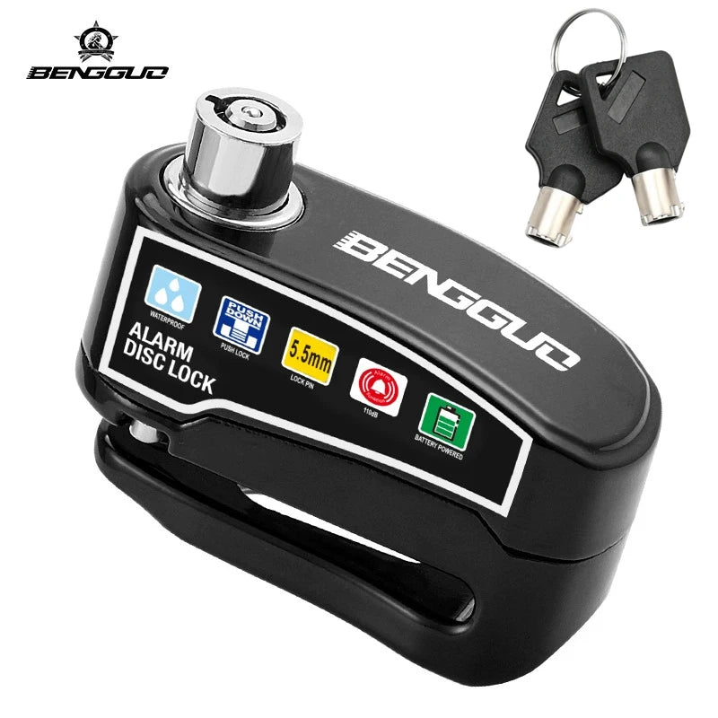 Motorcycle Alarm Disc Lock Anti-Theft 110dB Waterproof Motorcycle Disc Brake Lock Aluminum Alloy for Scooter Bike Motor Parts – Vibration Alarm – Replaceable Battery – Lock Only / 4pcs Set / With Bag – Red Black Yellow