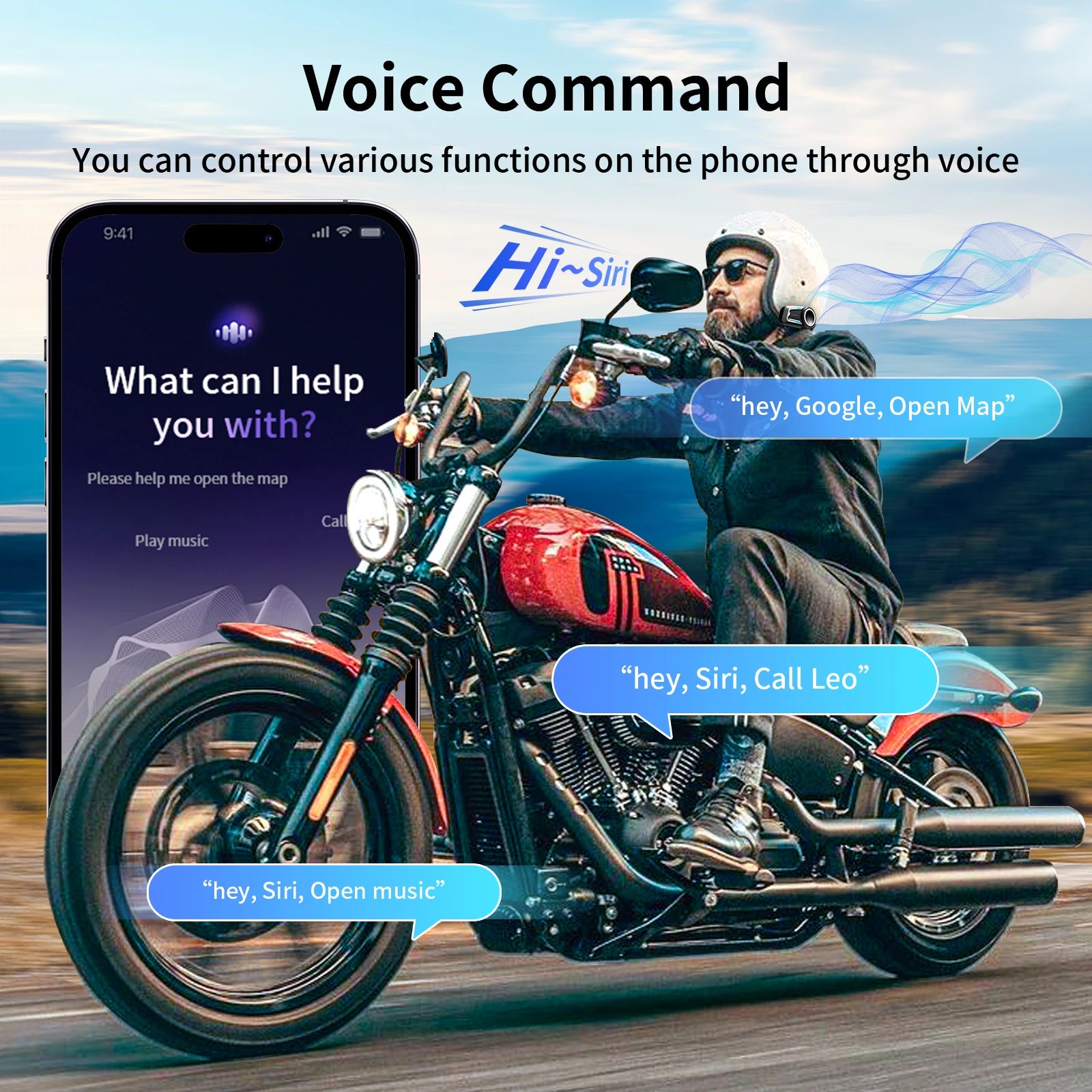 FODSPORTS FX7 Motorcycle Bluetooth Intercom – 10-Rider Mesh 2000m