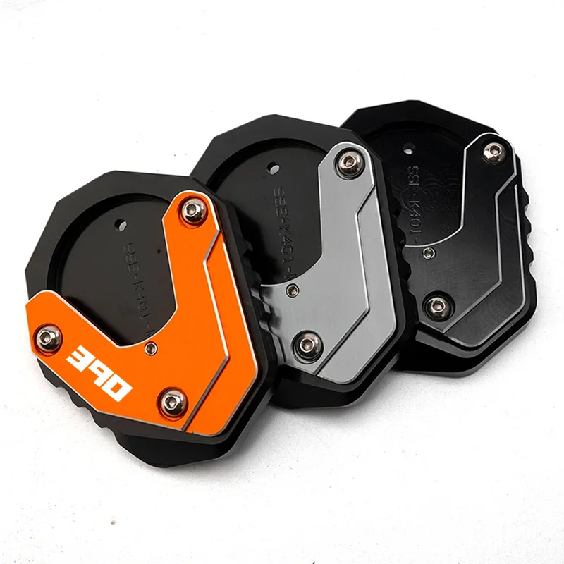 For KTM Duke390 RC390 390 Adventure Duke RC 390 Motorcycle CNC Kickstand Side Stand Enlarge Pad Extension Plate Tire Valve Caps – Aluminum Grey Black Orange Combo 1pcs 2pcs 3pcs
