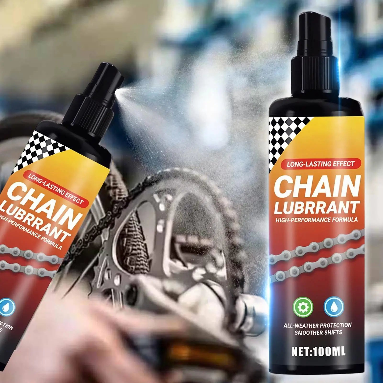 Chain Lube Spray 100ml – Reduce Friction Rust-Proof Heavy Duty Synthetic Wax Lube for Motorcycle Bicycle Truck Vehicle – Includes Towel – $20