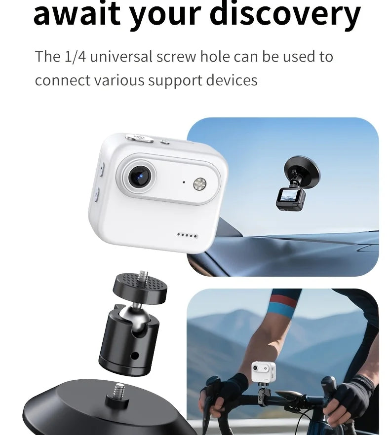4K HD Flip Screen Thumb Action Camera 20MP Sony Sensor Anti-Shake Wide-Angle Vlog Cycling Camcorder 32GB USB Charging Lightweight Portable POV Camera for Outdoor Travel Cycling