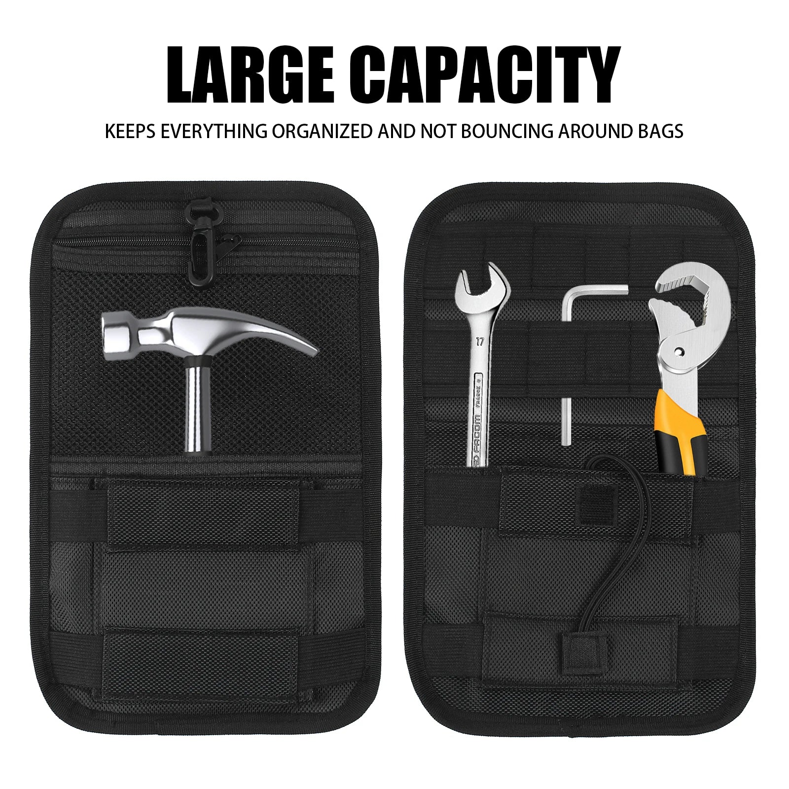 Motorcycle Saddlebag Organizer Hard Bags Storage Case for Harley Touring Street Glide Electra Glide 1980-2023 – Zippered Expandable Slip Pockets (2PCS)