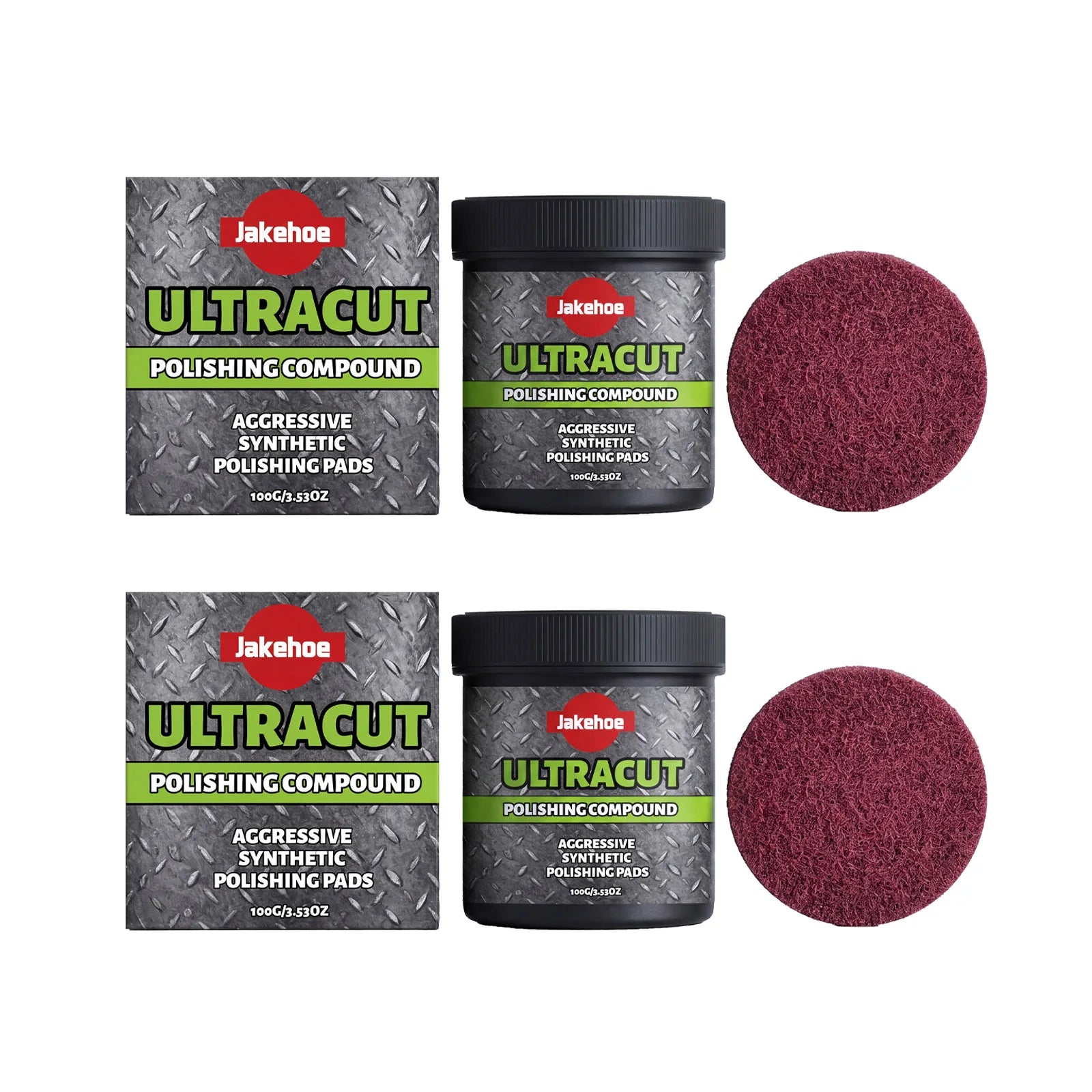 JAKEHOE Polishing Compound Kit – 100g Paste + Pad Per Set – Removes Scratches Oxidation Stains – Auto Paint Multi-Surface – 1 / 2 / 3 / 4 Sets – $25–35