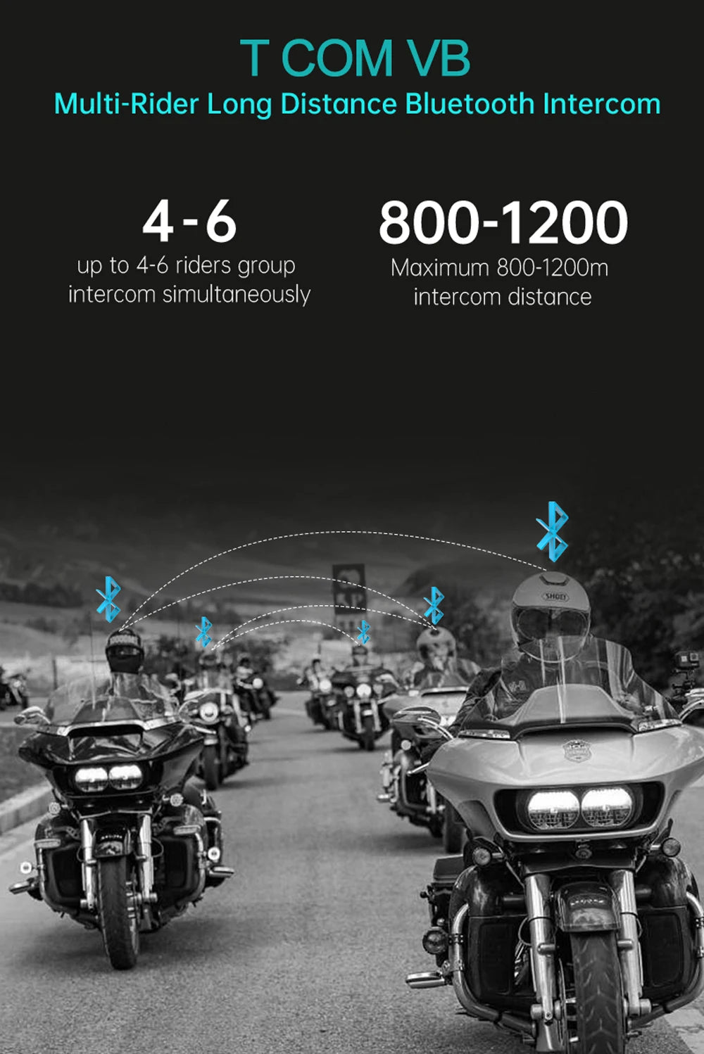 FREEDCONN T-COM VB Motorcycle Bluetooth Intercom – 6-Rider Group