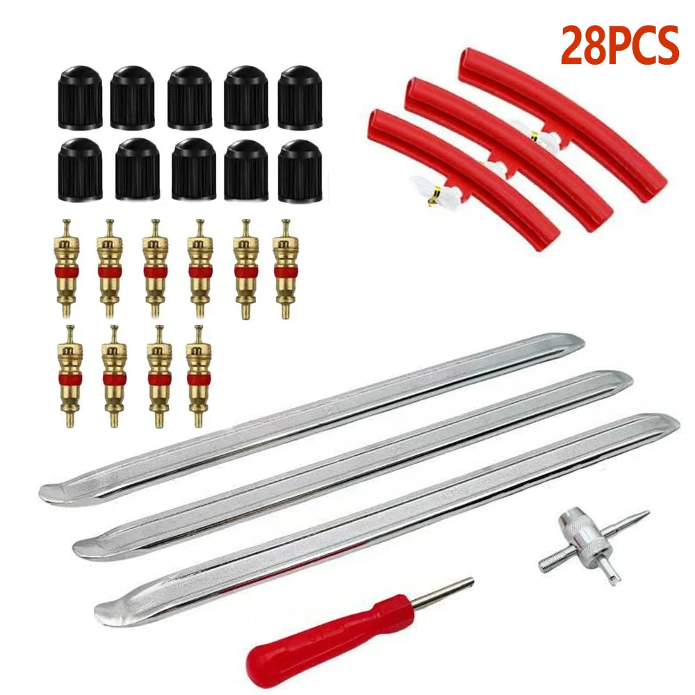 16pc or 28pc Motorcycle Tire Lever Iron Spoon Kit with Rim Guard – Steel Heat-Treated – Motorcycle Car – $25