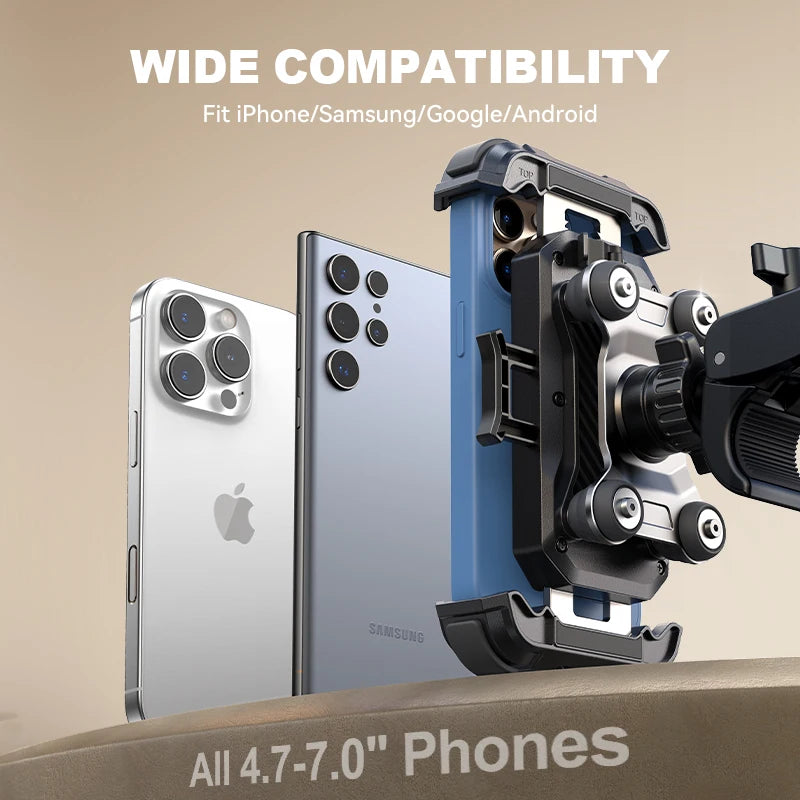 JOYROOM Anti-Vibration Motorcycle Phone Mount – 360° One-Hand Handlebar Holder for 4.7–7" Phones