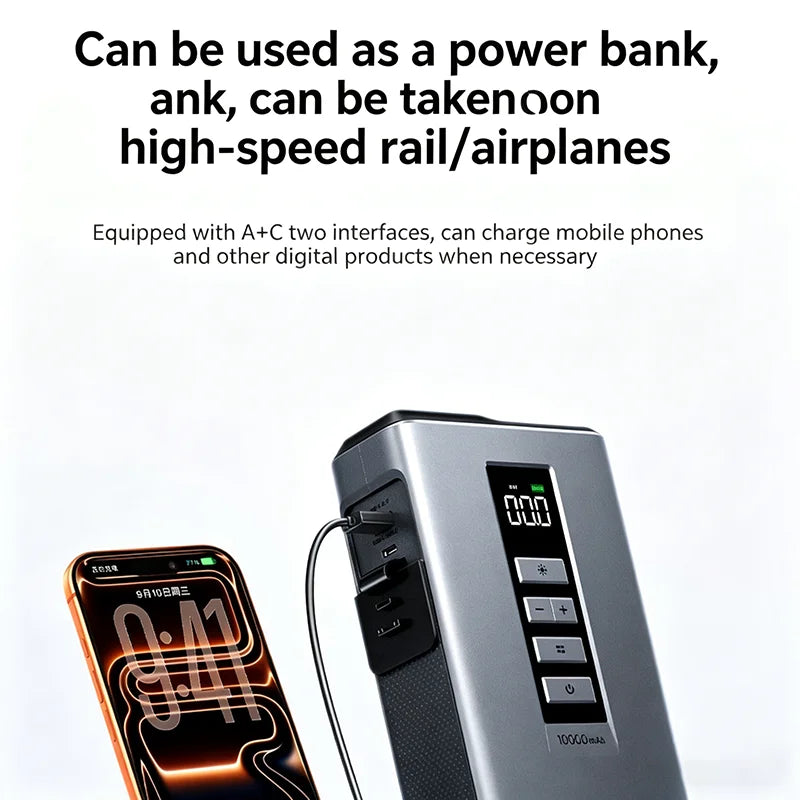 UGREEN ES703 4-in-1 Motorcycle & Car Jump Starter 10000mAh with Tyre Inflator Air Pump Power Bank LED Light
