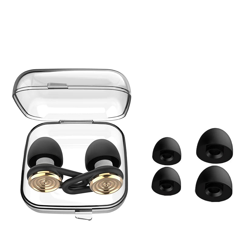 Olyga EP00 Silicone Professional Earplug Anti-Noise Ear Plugs for Work Travel Focus Learning Reduce Disturbances – 28dB – CE Certified – Reusable – Black / Gold / Silver