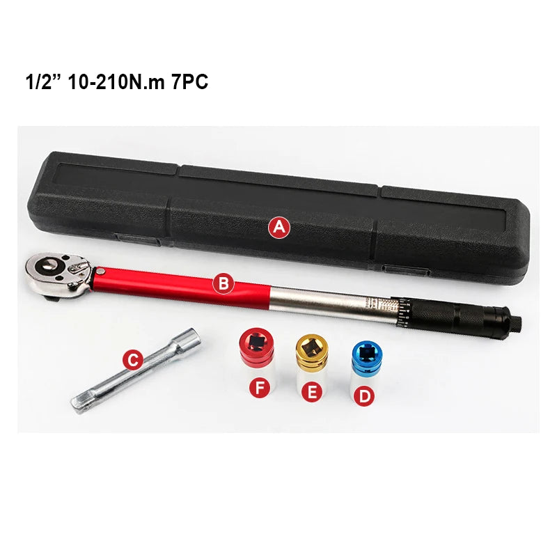 LIXIU 1/2” Heavy-Duty Torque Wrench – 10–210 Nm – Blow-Molded Case – Cr-V Steel – Car / Motorcycle / Bicycle – from $74