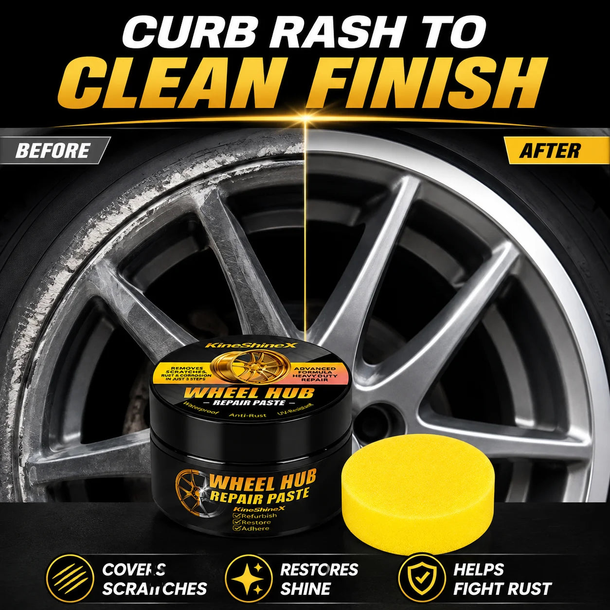 KINESHINEX Alloy Wheel Scratch Remover & Polish Paste – Rim Restoration & Shine – Metal Surface Polish – 30g – 1 / 3 / 5 / 10 Pcs – $28–112