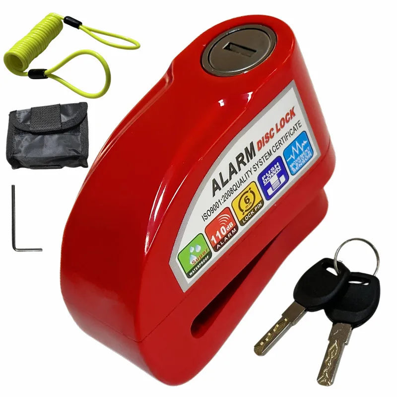 Falante Motorcycle Alarm Lock Safety Anti-Theft Disc Brake Aluminum Alloy Motorbike Bicycle Accessories – Model 8302 – 21x14x4cm – 18 Color Styles