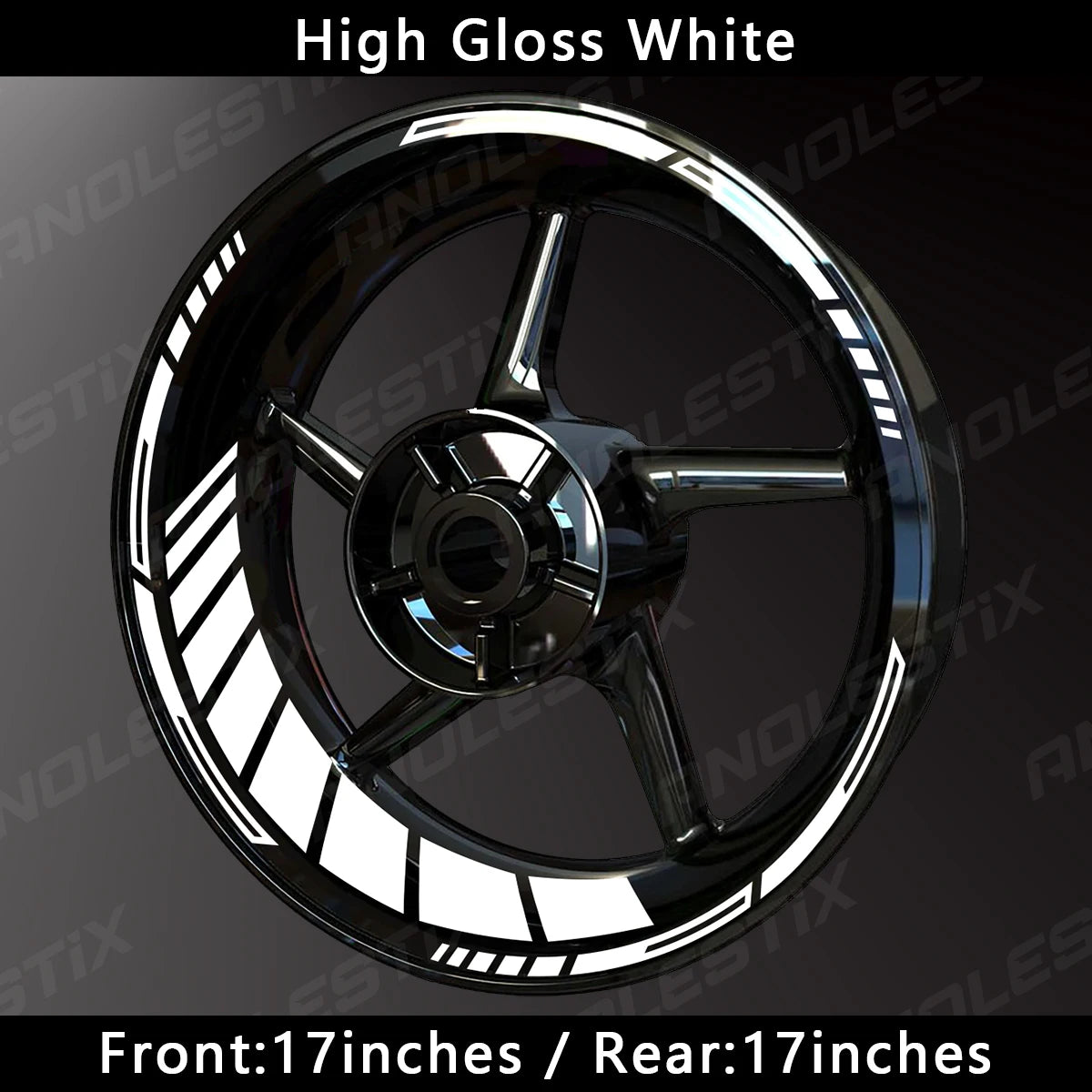AnoleStix Reflective Motorcycle Wheel Rim Stripe Decal Sticker 17 Inch – Hollow Design – 4-Side Full Set – Yamaha / Honda / Kawasaki / Suzuki / BMW / KTM / Husqvarna / Triumph – 14 Colors – $20