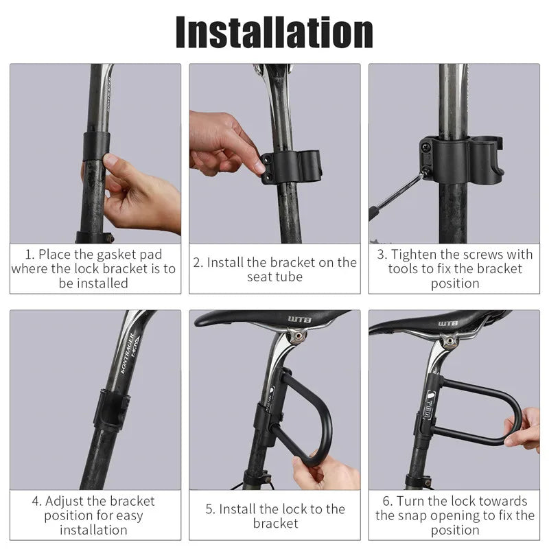West Biking Bicycle U Lock MTB Road Bike Padlock Portable Anti-Theft Safety Motorcycle Scooter Cycling Lock Bicycle Accessories – Classic-046 Carbon Steel Zinc Alloy 18x13cm Black