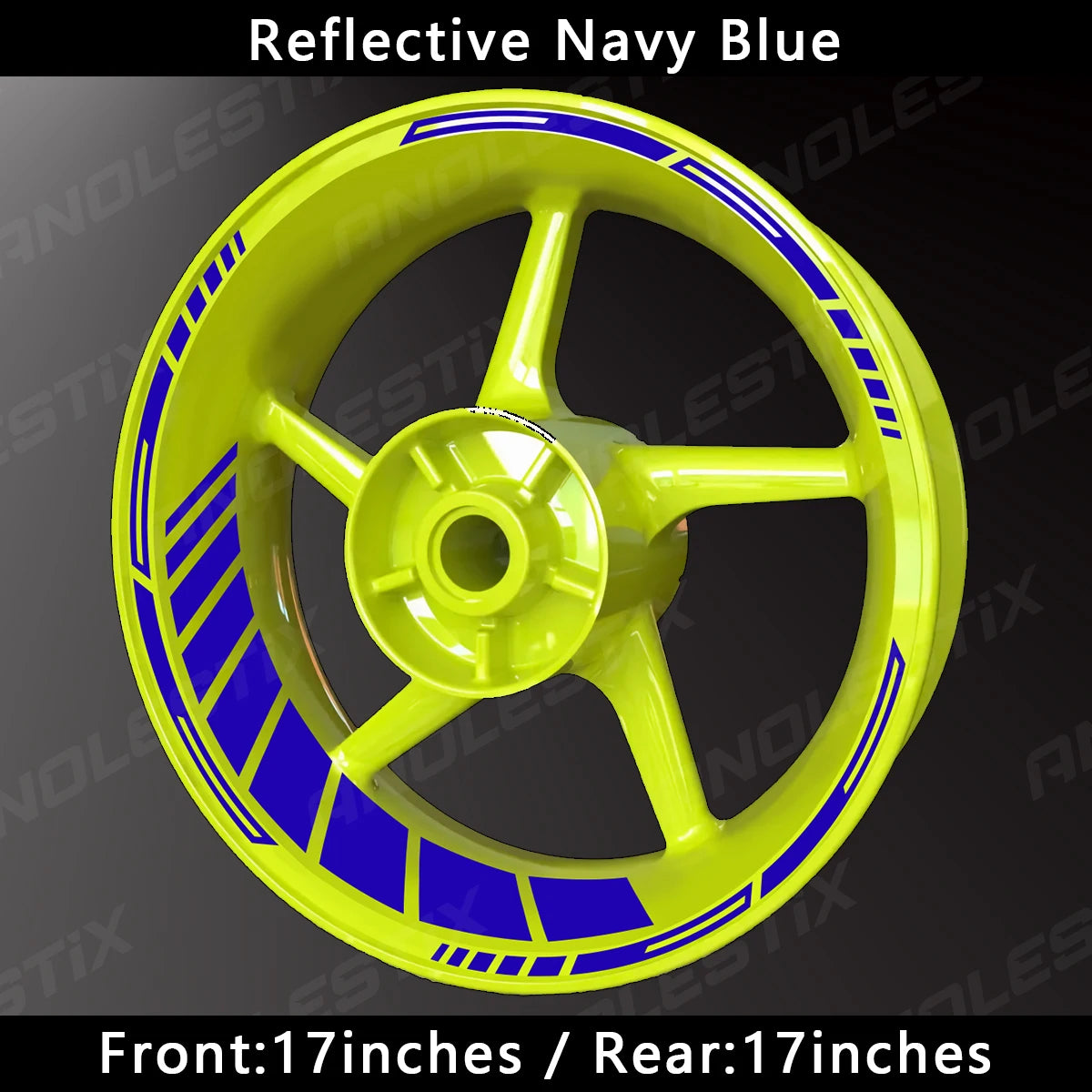 AnoleStix Reflective Motorcycle Wheel Rim Stripe Decal Sticker 17 Inch – Hollow Design – 4-Side Full Set – Yamaha / Honda / Kawasaki / Suzuki / BMW / KTM / Husqvarna / Triumph – 14 Colors – $20