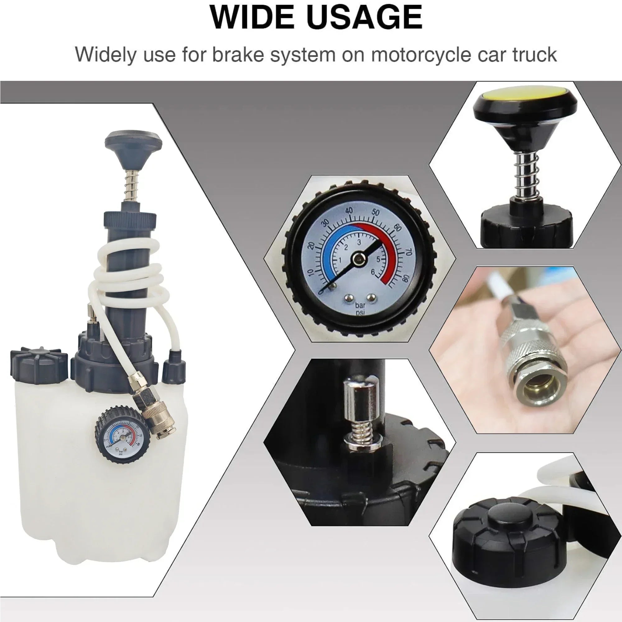 3L Manual Brake Oil Bleeder with Voltage Display – Brake Bleeding Tools – Car Motorcycle Brake Fluid Oil Changer Clutch Bleeding System – Set 1 / Set 2 / Set 3 – from $24