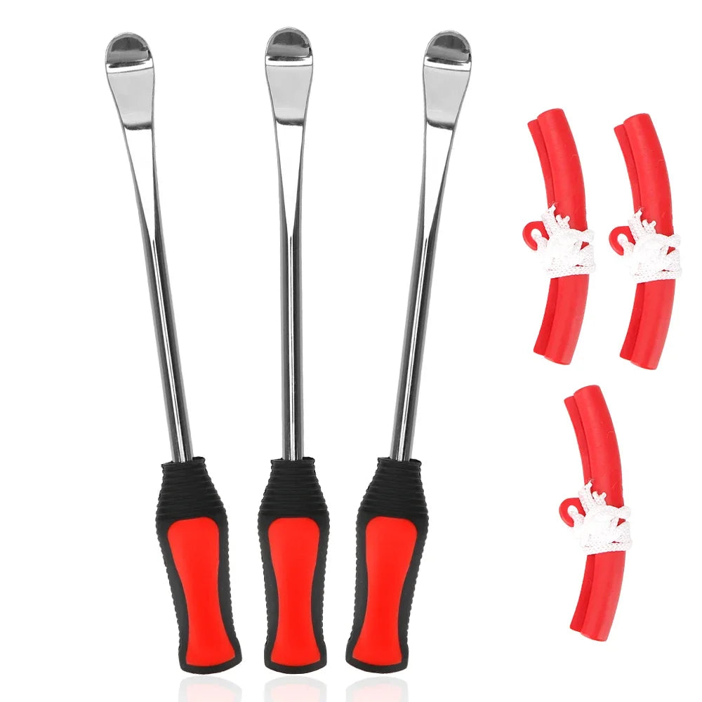 29cm Steel Tire Iron Lever Kit with Rim Protectors – 3pcs – Motorcycle Bicycle Tire Changing Repair Kit – $24