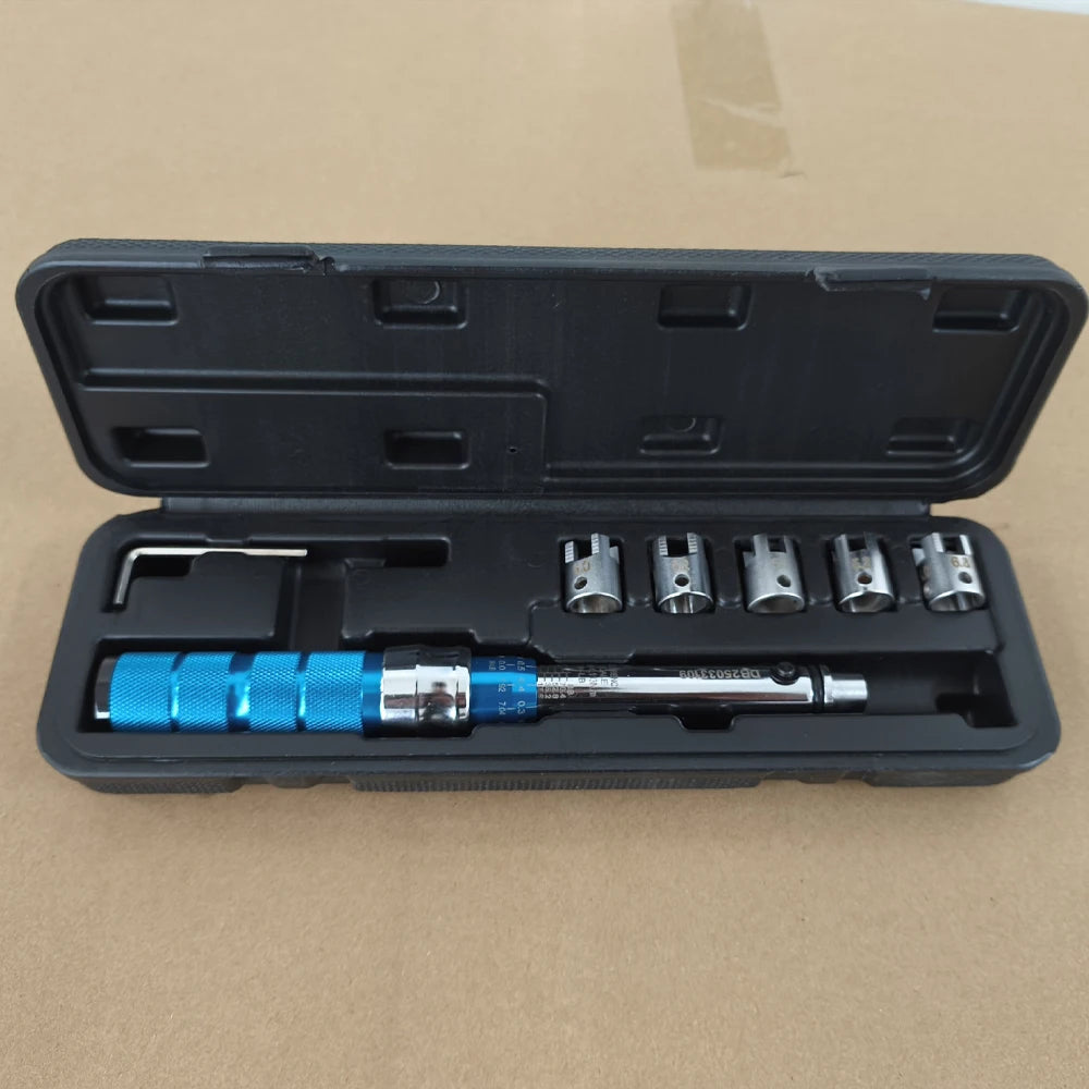 PINTUDY Spoke Torque Wrench – 2–10 Nm – 5 Interchangeable Heads – 10 Sizes 5.0–6.8mm – Motorcycle Spoke Tightening – $106