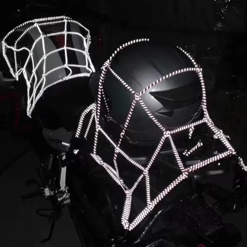 Cargo Net – Reflective Motorcycle Helmet & Luggage Bungee Net