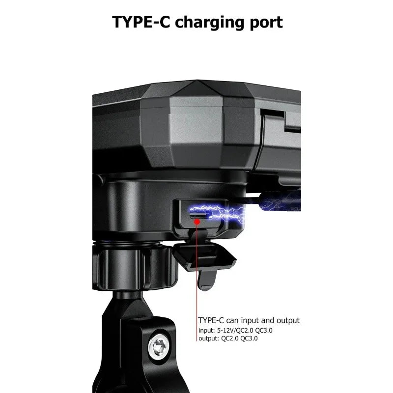 Motorcycle Wireless Charger Holder QC 3.0 Fast Charging Motorbike Phone Waterproof Cellphone Stand For iPhone 17 16 15 Samsung