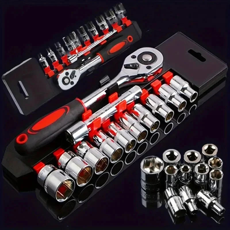 Short Socket Ratchet Wrench Set – Stainless Steel – Car / Boat / Motorcycle / Bicycle Repair – Compact Hard-to-Reach Access – $21