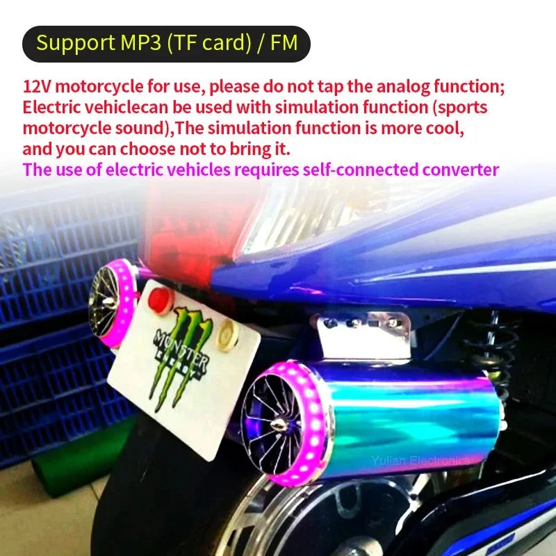 Motorcycle Speakers – Electric Exhaust Pipe Audio System, IP66 Waterproof