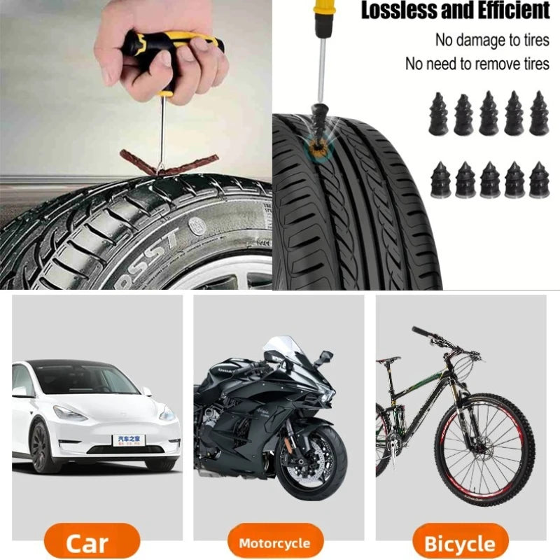 8pcs Emergency Tubeless Tire Repair Kit with Repair Strips – With or Without Storage Box – Car Motorcycle Bicycle – $15