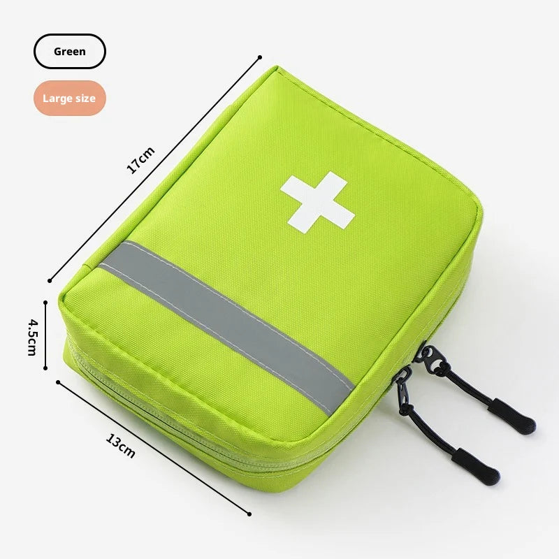 Reflective Portable First Aid Kit for Outdoor Hiking Camping - Emergency Medicine Organizer with Car Storage Strips